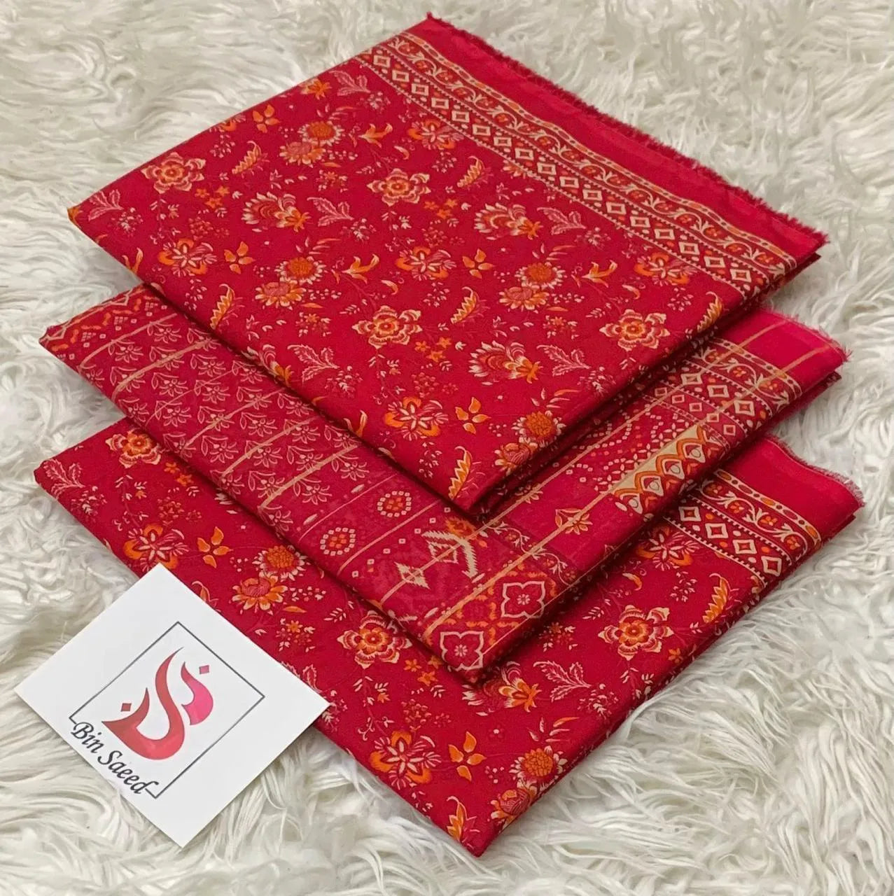 Bin Saeed 3PC Print Lawn Unstitched Suit Vol 10