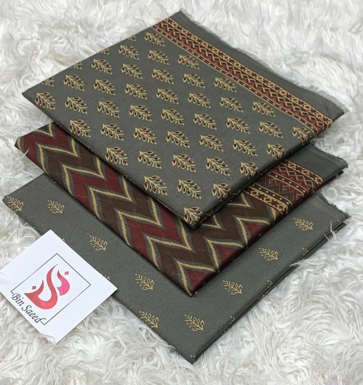 Bin Saeed 3PC Print Lawn Unstitched Suit Vol 7