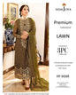 Jazmin Premium Embroidered Lawn 3PC Unstitched Suit FF-9533 Olive Green