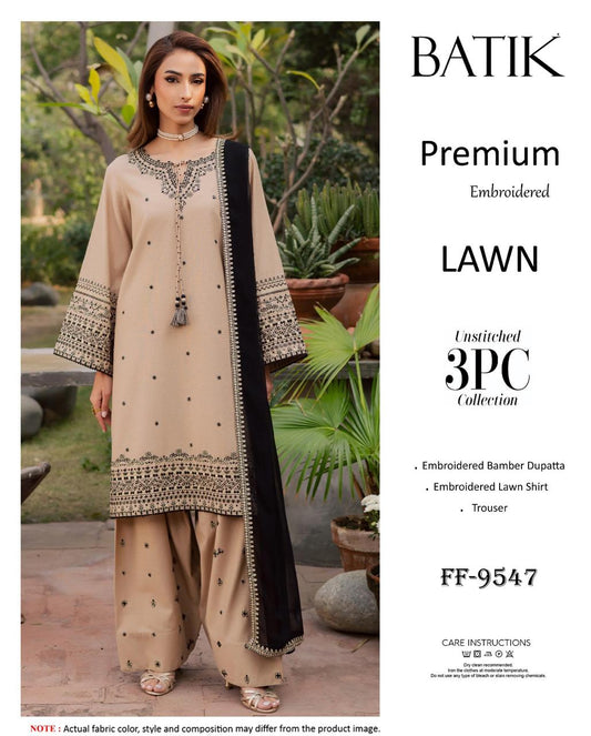 Asim Jofa Premium Embroidered Lawn 3PC Unstitched Suit FF-9546 Dark Teal