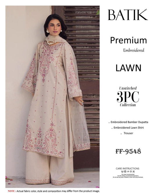 Premium Embroidered Lawn 3PC Unstitched Suit Vol 9