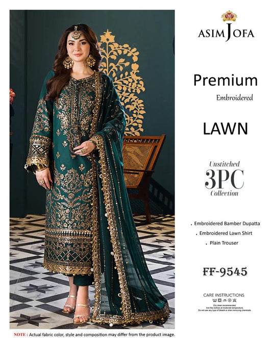 Premium Embroidered Lawn 3PC Unstitched Suit Vol 7