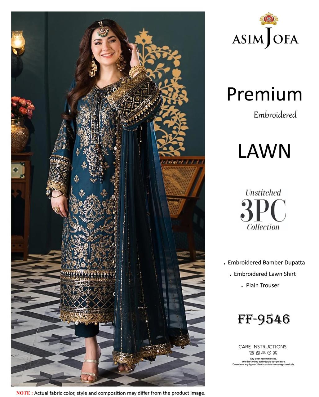 Premium Embroidered Lawn 3PC Unstitched Suit Vol 8