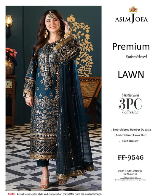 Premium Embroidered Lawn 3PC Unstitched Suit Vol 8