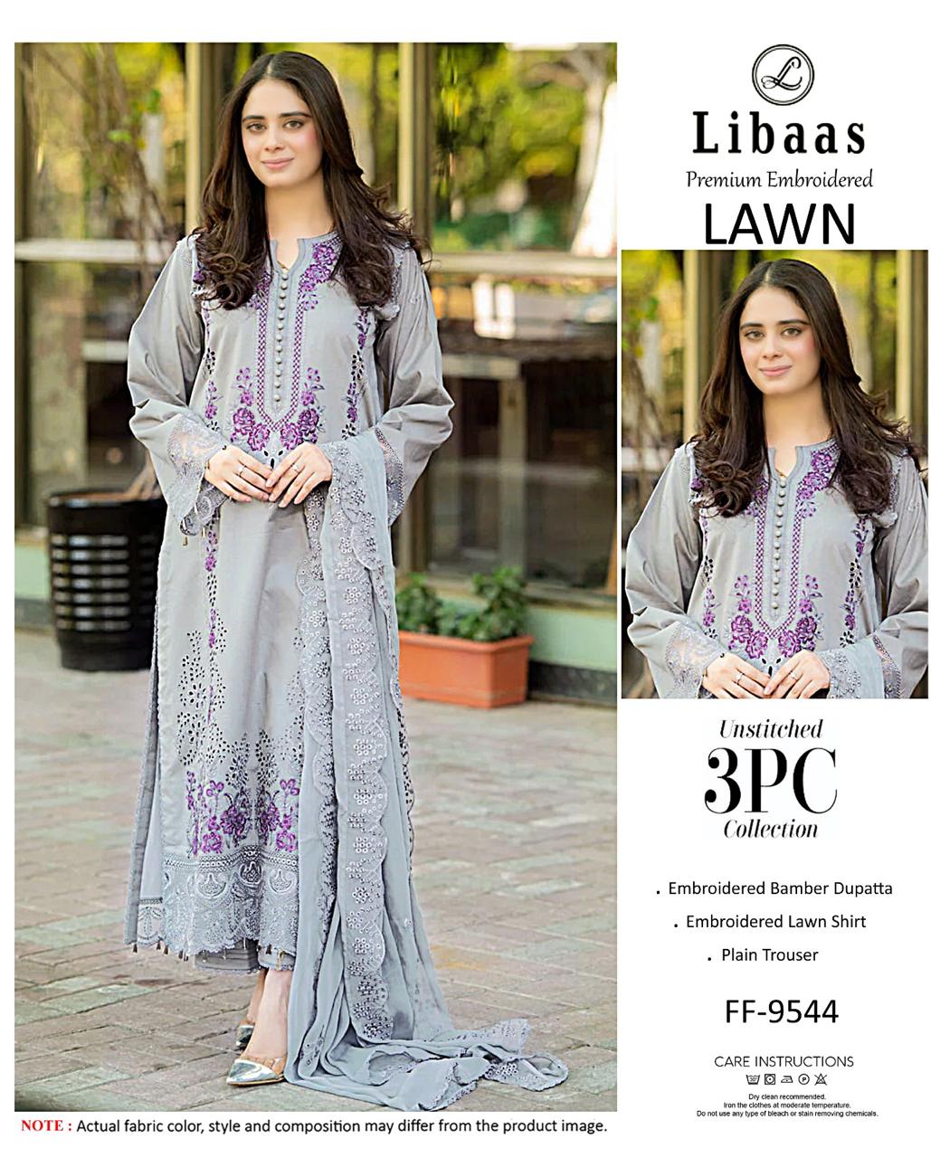 Premium Embroidered Lawn 3PC Unstitched Suit Vol 10
