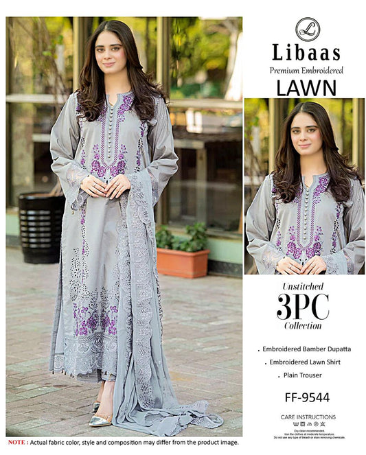 Premium Embroidered Lawn 3PC Unstitched Suit Vol 10